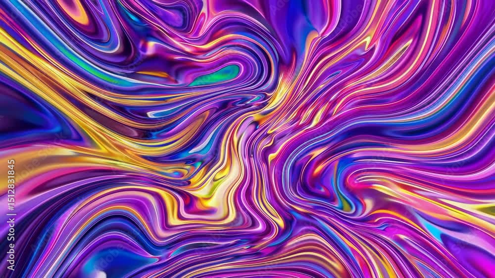Poster vivid abstract colorful waves transforming in dynamic liquid motion animation
