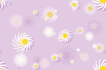 Seamless summer floral pattern with blooming chamomile and daisy flowers