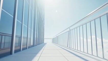 Modern City Walkway With Glass Facade