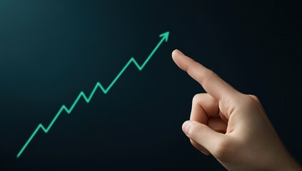 Hand Pointing At Rising Green Graph