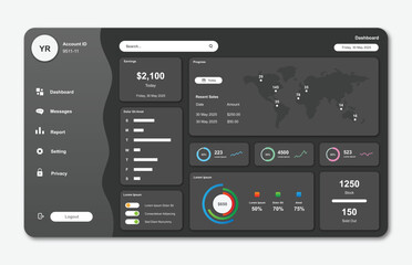User panel business dashboard. Web design. Modern dashboard ui design