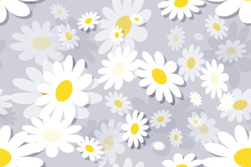 Seamless vector floral pattern with daisies, perfect for spring and summer nature-inspired designs