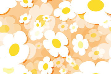 Seamless vector floral pattern with daisies, perfect for spring and summer nature-inspired designs