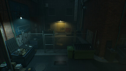 行き止まりの夜の路地裏