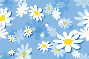 Seamless vector floral pattern with daisies, perfect for spring and summer nature-inspired designs