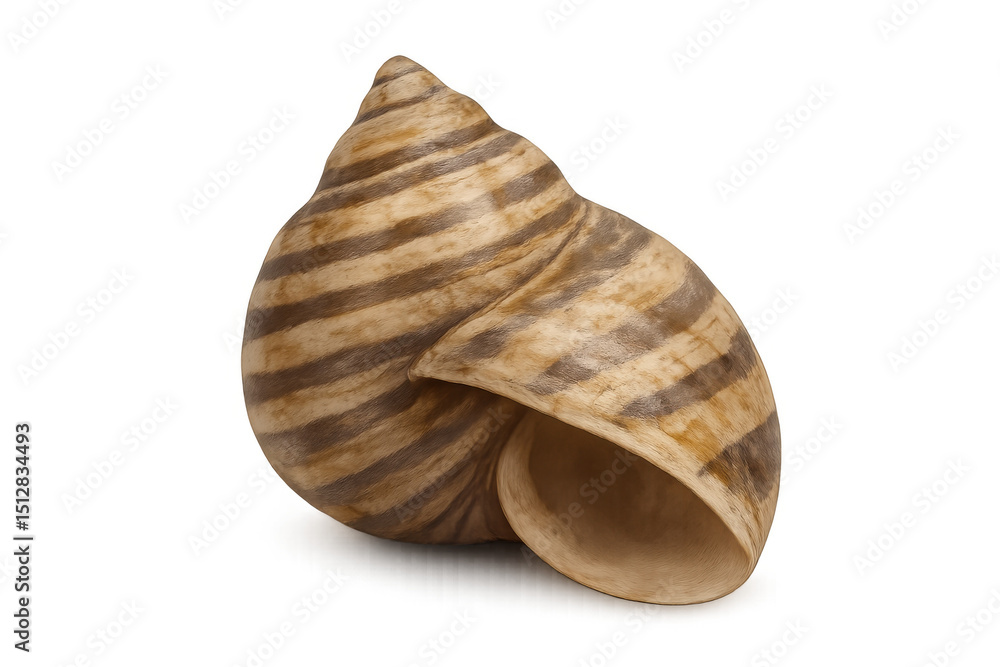 Poster close-up of a liguus fasciatus, displaying its intricate patterns and transparent background, perfec