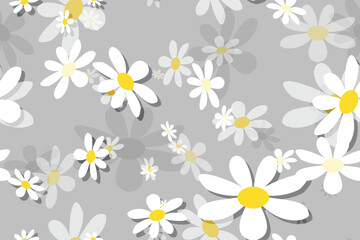 Seamless vector floral pattern with daisies, perfect for spring and summer nature-inspired designs