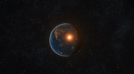 Digital Earth At Night And Day With City Lights