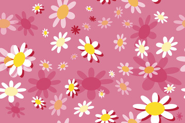 Seamless vector floral pattern with daisies, perfect for spring and summer nature-inspired designs