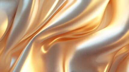 Fototapeta premium Luxurious Champagne Gold Silk Fabric Draped Texture Background Elegant and Smooth Satin Textile