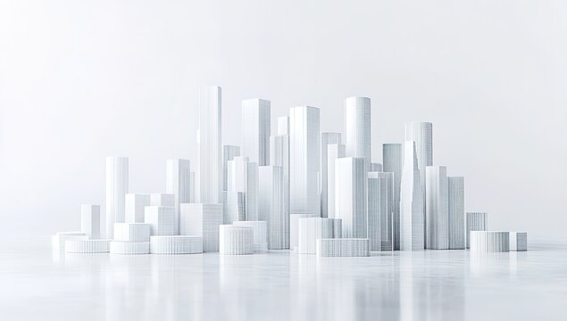 Fototapeta Abstract Modern Cityscape Design With White Buildings