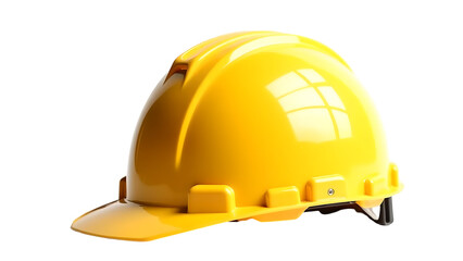 Yellow safety helmet PNG in high-resolution 3D style. Protective construction hard hat icon isolated on transparent background. Ideal for safety, labor, or industrial visuals.
