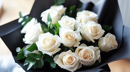 Elegant Bouquet of Creamy White Roses
