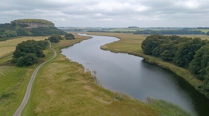 Fototapeta premium Panoramic view of a winding river