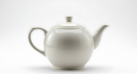Simple White Teapot on White Background