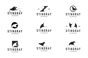 Stingray fish logo ocean animal design simple black manta silhouette illustration