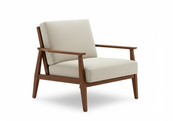 Fototapeta premium Modern armchair isolated on transparent background, beige cushion