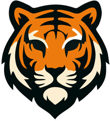 A bold and minimalist tiger logo, designed with clean geometric lines to emphasize strength and elegance. The simplified yet striking form ensures easy adaptability for various branding applications, 