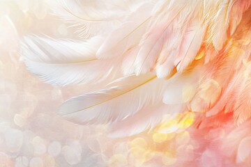 Delicate angel feathers, soft pastel hues