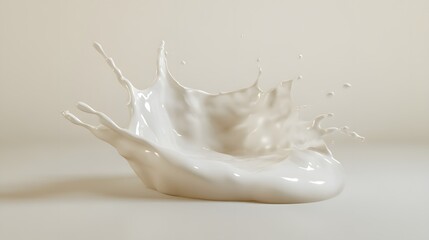 A splash of white liquid against a neutral background.