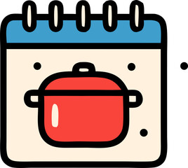 Cooking schedule icon perfect for meal planning apps websites or recipe blogs showcasing delicious food organization and time management for efficient kitchen workflow