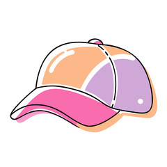Fototapeta premium A playful, colorful baseball cap illustration. Perfect for blogs or websites about fashion, sports, outdoor activities, or accessories.