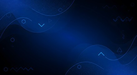 Abstract Dark Blue Background with Geometric Shapes - Modern Futuristic Tech Design