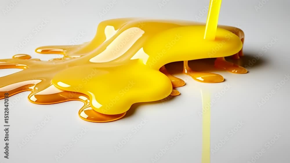 Aufkleber captivating visualization: gleaming flow of a viscous yellow liquid on a plane