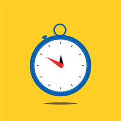 Blue Clock Vector Design | Time Icon on Yellow Background with Shadow

