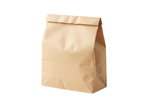 Brown paper food bag isolated on transparent background