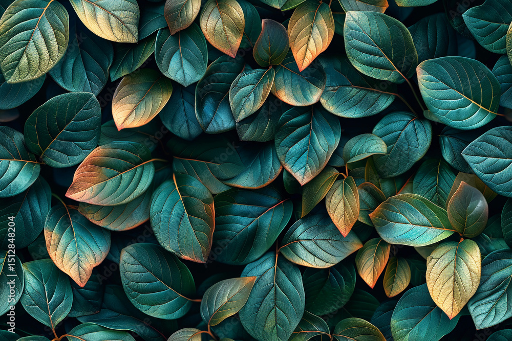 Poster lush green leaves creating a seamless pattern for design use