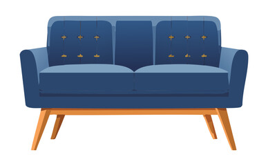 Classic Blue Couch Living Room Furniture Illustration