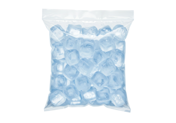 Bag of ice cubes isolated on transparent background
