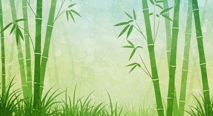Bamboo stalks and grass illustration background