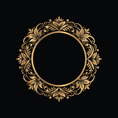 Vector golden frame. Elegant element for design in Eastern style, place for text. Floral golden border. Lace illustration for invitations and greeting cards.