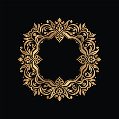 Vector golden frame. Elegant element for design in Eastern style, place for text. Floral golden border. Lace illustration for invitations and greeting cards.