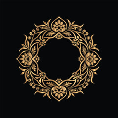 Vector golden frame. Elegant element for design in Eastern style, place for text. Floral golden border. Lace illustration for invitations and greeting cards.