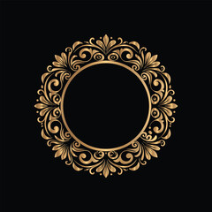 Vector golden frame. Elegant element for design in Eastern style, place for text. Floral golden border. Lace illustration for invitations and greeting cards.