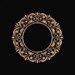 Vector golden frame. Elegant element for design in Eastern style, place for text. Floral golden border. Lace illustration for invitations and greeting cards.