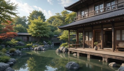 Tranquil Japanese Garden House