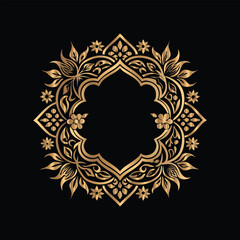 Vector golden frame. Elegant element for design in Eastern style, place for text. Floral golden border. Lace illustration for invitations and greeting cards.