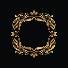 Vector golden frame. Elegant element for design in Eastern style, place for text. Floral golden border. Lace illustration for invitations and greeting cards.