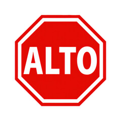 Señal de alto sobre fondo transparente. PNG.