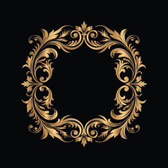 Vector golden frame. Elegant element for design in Eastern style, place for text. Floral golden border. Lace illustration for invitations and greeting cards.