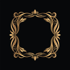 Vector golden frame. Elegant element for design in Eastern style, place for text. Floral golden border. Lace illustration for invitations and greeting cards.