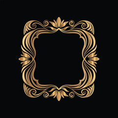 Vector golden frame. Elegant element for design in Eastern style, place for text. Floral golden border. Lace illustration for invitations and greeting cards.