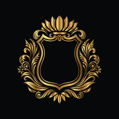 golden vintage frame with floral ornament on black background, vector illustration
Vector golden vintage frame for design template. Elegant element for design in Eastern style, place for text. Floral 