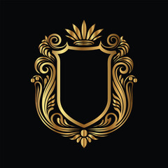 Vector golden vintage frame for design template. Elegant element for design in Eastern style, place for text. Floral golden border. Lace illustration for invitations and greeting cards.