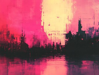 Abstract city skyline, vibrant colors