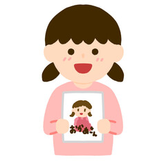 お母さんの似顔絵を描いた女の子